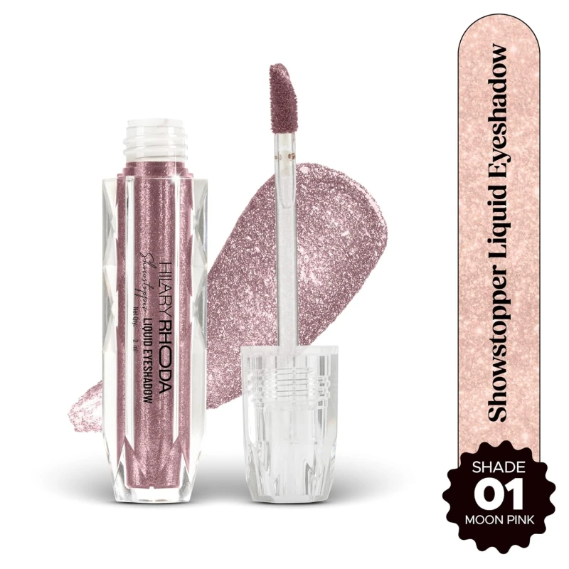 Hilary Rhoda Showstopper Liquid Eyeshadow | Gel-Based Formula | Shimmer Finish | Highly Pigmented | Blends Easily | Create Versatile Looks | 2ml (Moon Pink - Shade 01) thumbnail 2